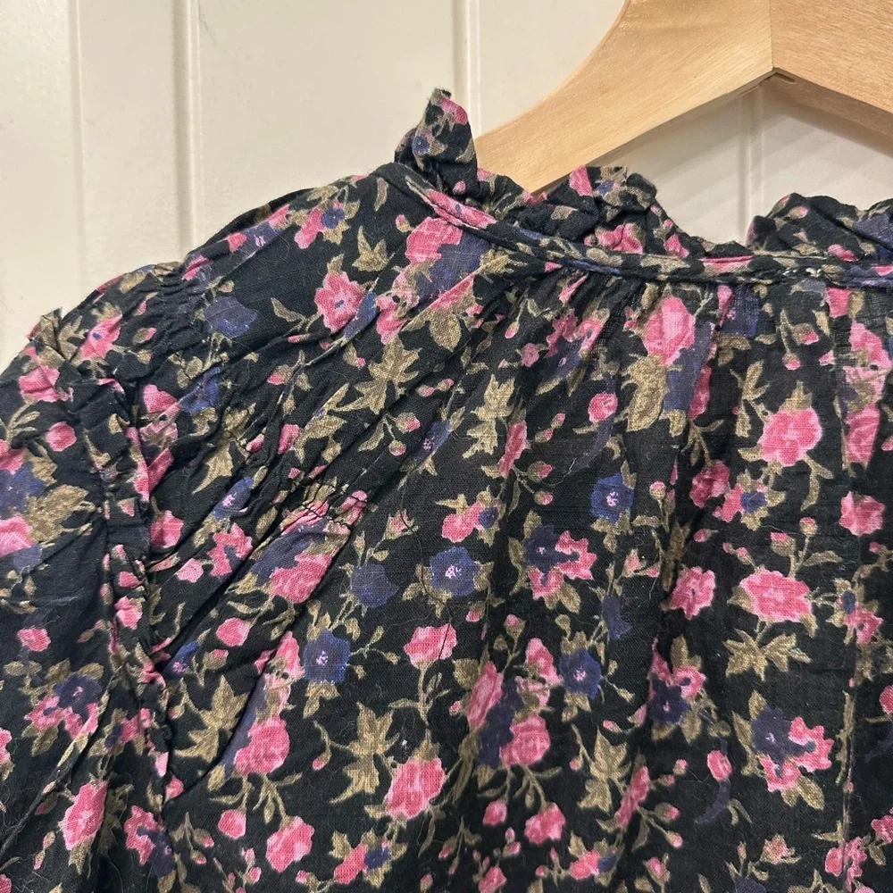 Free People Meant to Be Blouse Black Pink Floral Print Size Medium - Picture 10 of 11